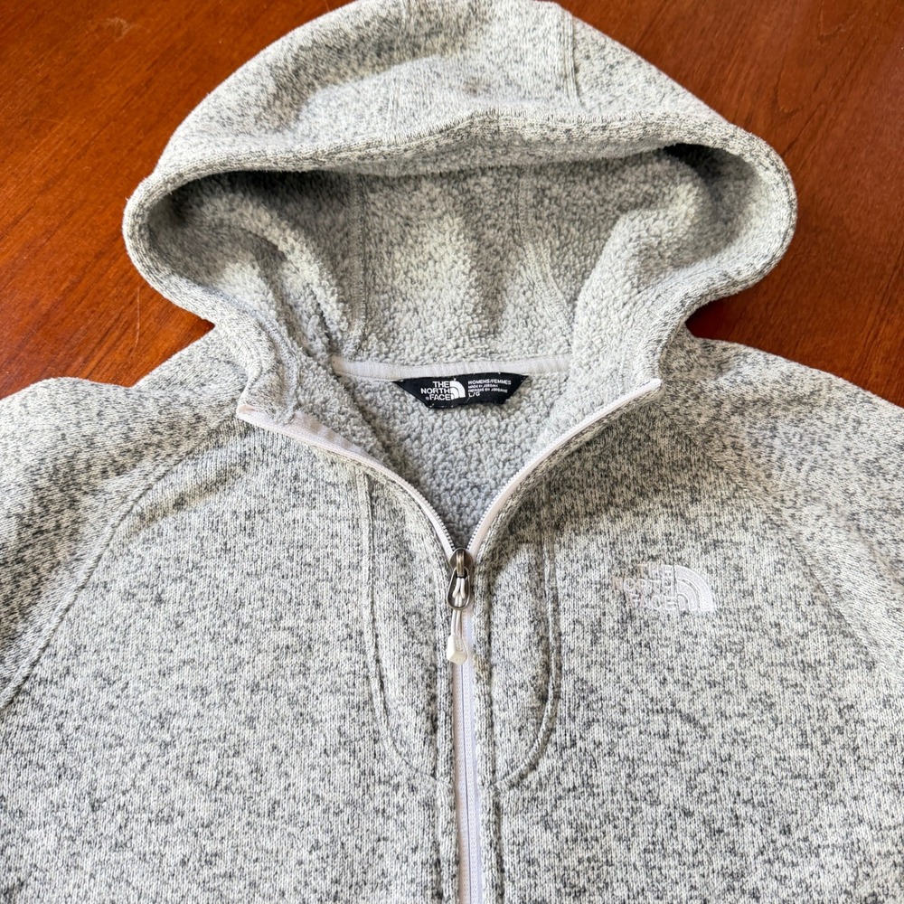 The North Face Crescent Quarter Zip Hooded Fleece Sweater Grey Womens L Gorpcore